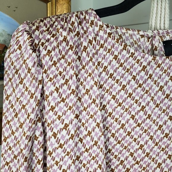 Vici Collection Purple Brown Houndstooth Print Blouse Large - Picture 6 of 9